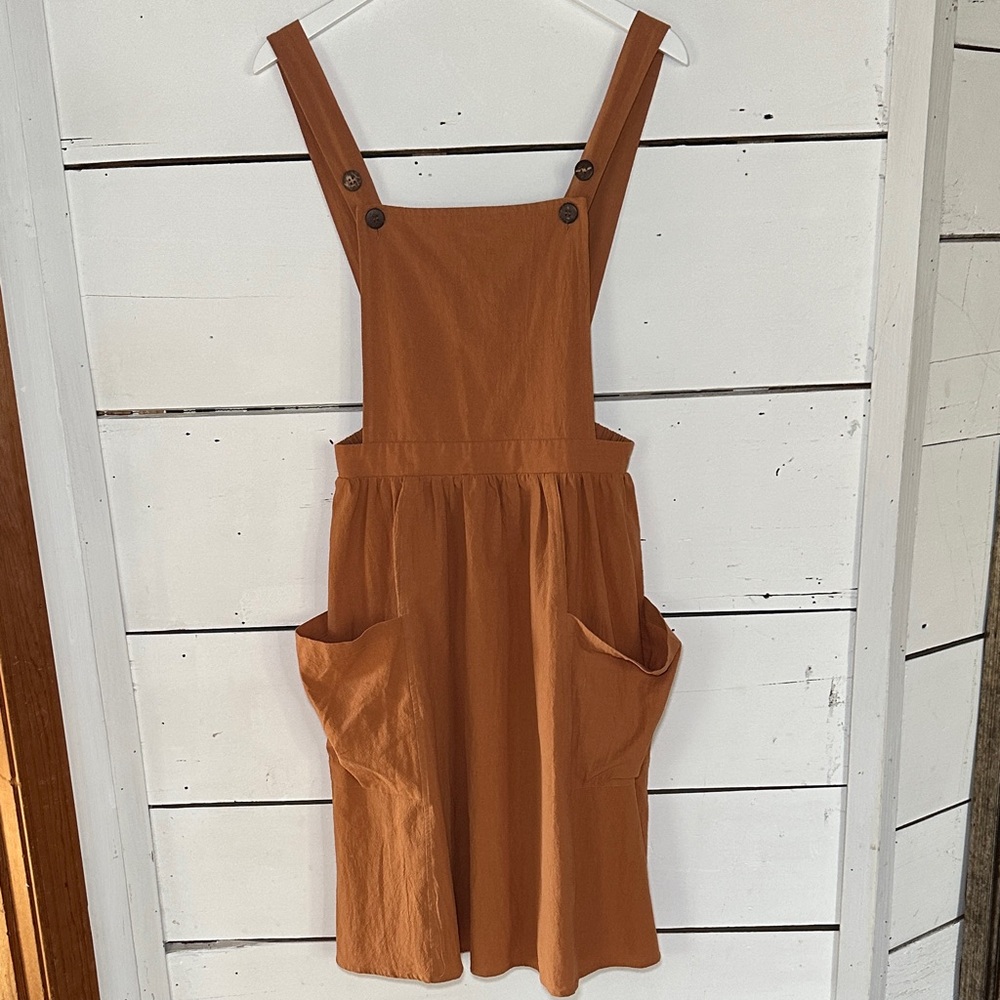 Polagram Rust Orange Overall Midi Dress
